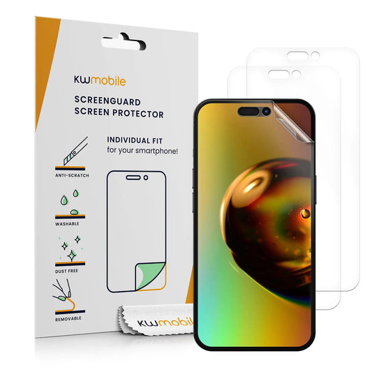 kwmobile Screen Protectors Compatible with Apple iPhone 16 Screen Protector - 3X Ultra-Clear Transparent Phone Films PhoneFiestas