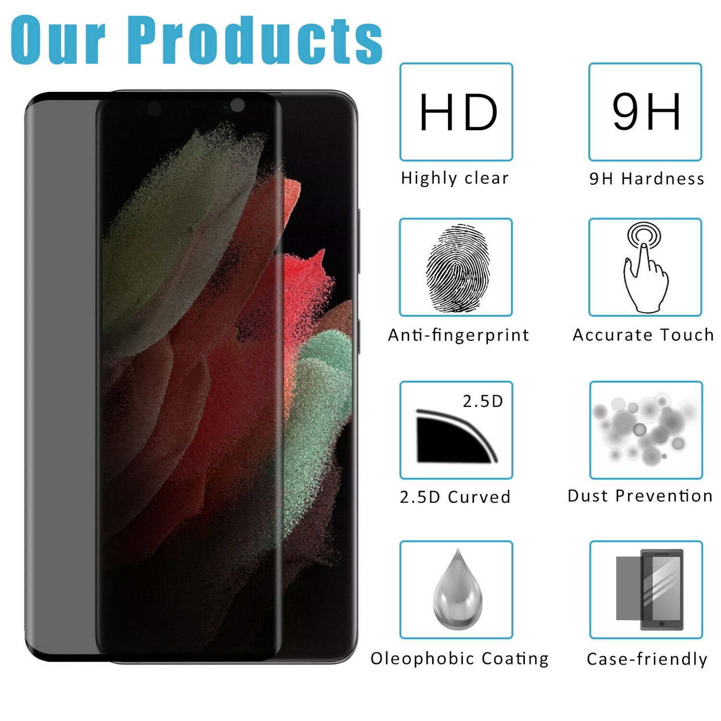 Privacy Tempered Glass Screen Protector For Samsung Galaxy S23 S22 Puce Gaia