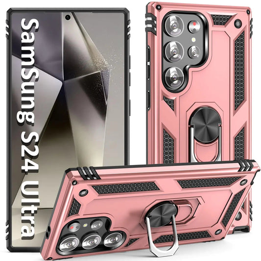 ADDIT Case for Samsung Galaxy S24 Ultra Phone Case Samsung S24 Ultra Case for Woman Military Grade Heavy Duty with Kickstand Ring Support Magnet Car Mount for Samsung S24 Ultra Case Rose Gold PhoneFiestas