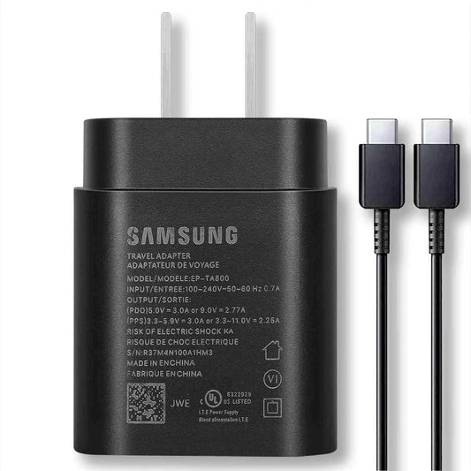 Fast Adaptive Wall Adapter 25W Charger for Samsung Galaxy Type-C with 4FT (1.2M) UrbanX USB C PD Charging and Data Transfer Cable - Black PhoneFiestas