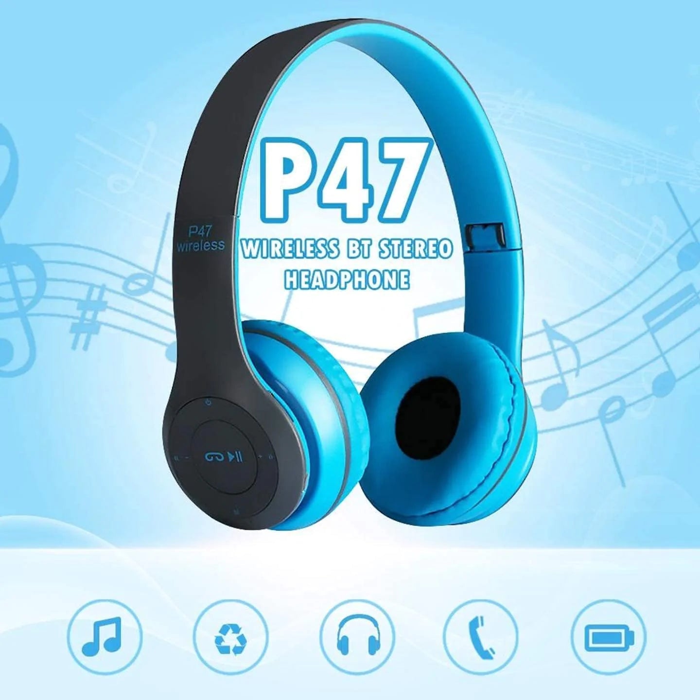 Wireless Bluetooth 5.0 Headphones Headset Over-Ear FM Radio MIC Foldable TF Card PhoneFiestas