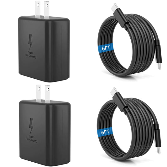 2024 New 45W Samsung Super Fast Charger Type C USB C Android Charger with C to C 6FT Long Type C Fast Charging Cable 2Pack for Samsung Galaxy S24/S24+/S24 Ultra/S23/S23+/S23 Ultra/S22/S21 Galaxy Tab PhoneFiestas