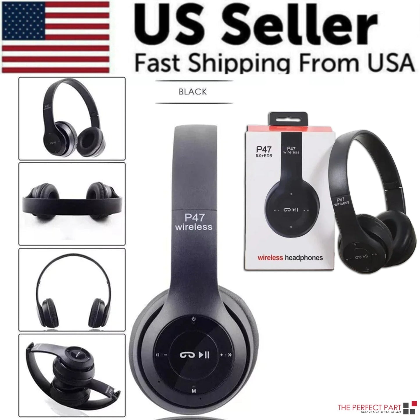 Wireless Bluetooth 5.0 Headphones Headset Over-Ear FM Radio MIC Foldable TF Card PhoneFiestas