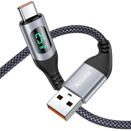 USB Type-C Cable 1pack 6ft 3A Quick Charger Cord New Upgrade Type C to A Cable Smart Temperature Controlled Charging Compatible Samsung Galaxy S10 S9 S8 Plus Note 10 9 8 LG V50 V40 G8 G (Grey) PhoneFiestas