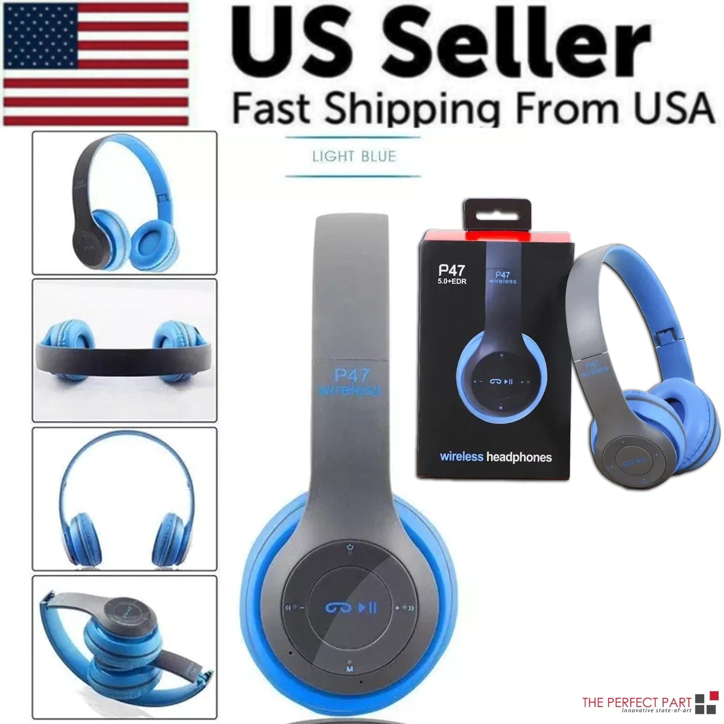 Wireless Bluetooth 5.0 Headphones Headset Over-Ear FM Radio MIC Foldable TF Card PhoneFiestas