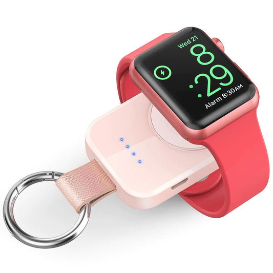 i.VALUX Portable Wireless Charger for Apple Watch Series 10/9/8/UItra/7/6/5/4/3/2/SE/Nike Compact Magnetic iWatch Charger 1000mAh Power Bank Keychain Style Gift Your Mother Girl Birthday-Pink PhoneFiestas