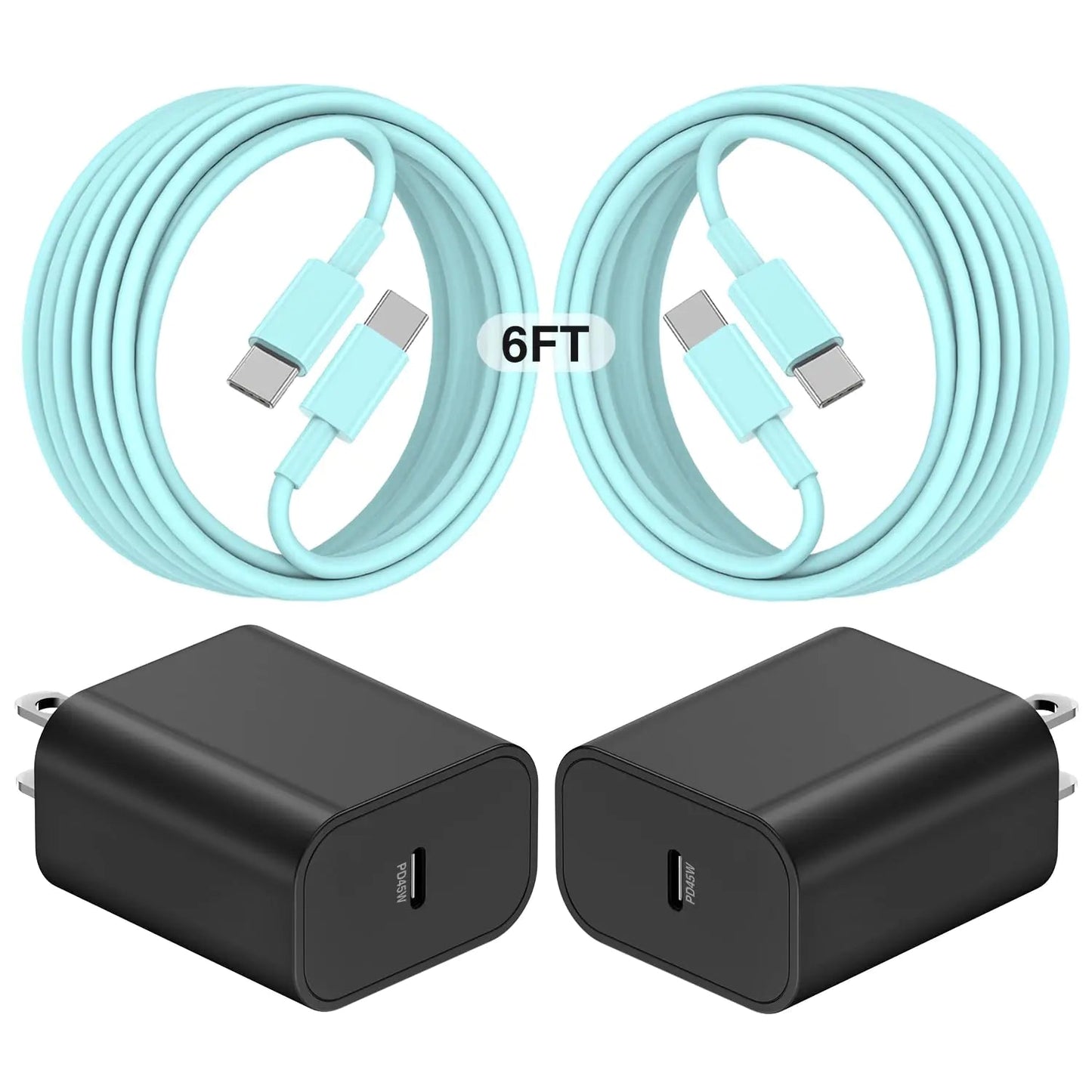 45W USB-C Super Fast Charger with 6FT Type-C Cable – Green Fast Charging Adapter for Samsung PhoneFiestas