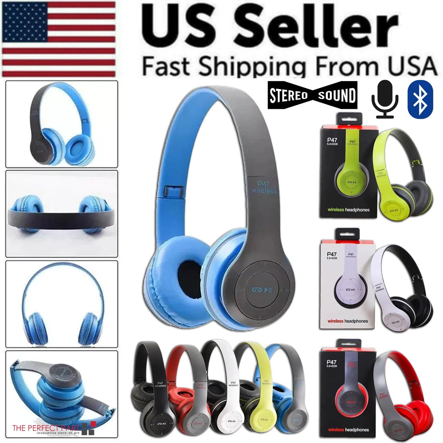 Wireless Bluetooth 5.0 Headphones Headset Over-Ear FM Radio MIC Foldable TF Card PhoneFiestas