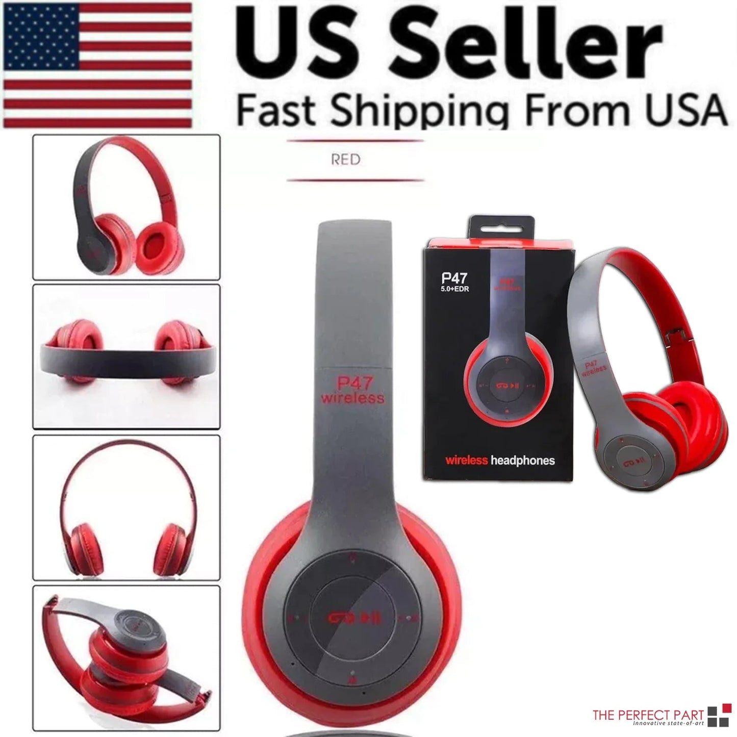 Wireless Bluetooth 5.0 Headphones Headset Over-Ear FM Radio MIC Foldable TF Card PhoneFiestas