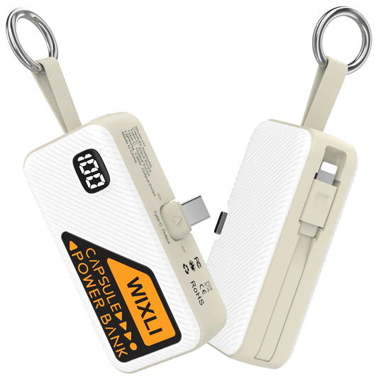 WIXLI Portable Charger for iPhone 15 16 Power Bank 5000mAh USB-C Portable Phone Charger with iOS Cable Mini Battery Pack for iPhone 16 Pro/16 Plus/16 Promax/Android Phone/Samsung/Moto/LG etc PhoneFiestas