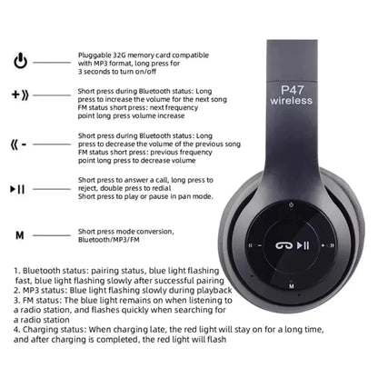 Wireless Bluetooth 5.0 Headphones Headset Over-Ear FM Radio MIC Foldable TF Card PhoneFiestas