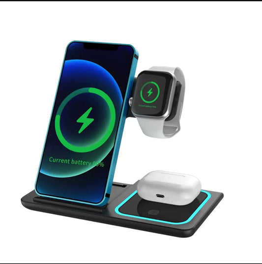 Generic 3-in-1 Wireless Charging Station (Black) PhoneFiestas