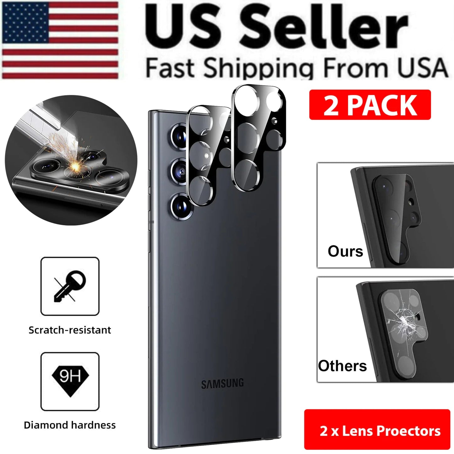 Tempered Glass Screen Protector Lens Hydrogel For Samsung S23 S22 Ultra Plus USA PhoneFiestas