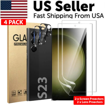 Tempered Glass Screen Protector Lens Hydrogel For Samsung S23 S22 Ultra Plus USA PhoneFiestas