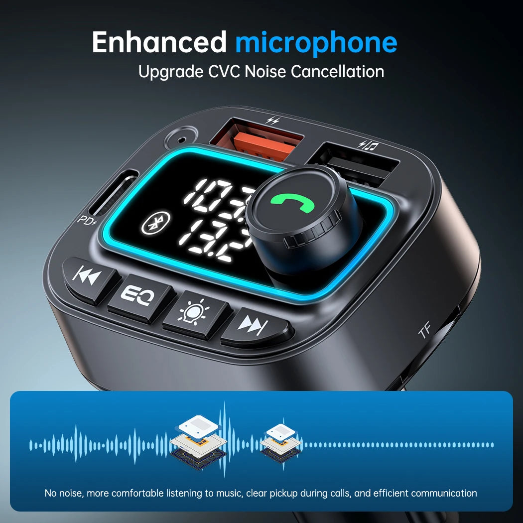 Bluetooth 5.3 Car Charger & FM Transmitter