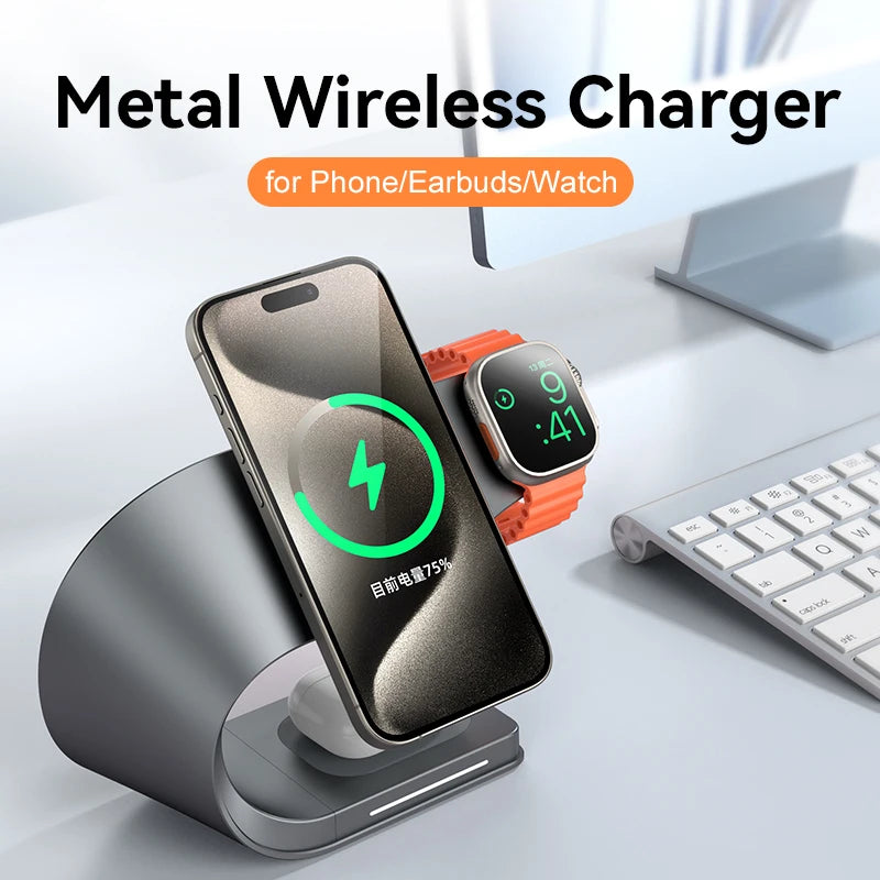 Luxury Metal 4-in-1 Wireless Charging Station