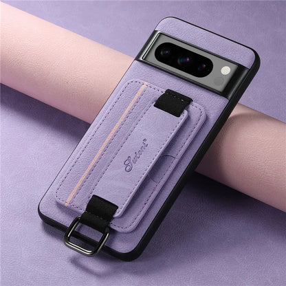 EUCAGR Luxury Leather Wallet Case with Wrist Strap for Google Pixel