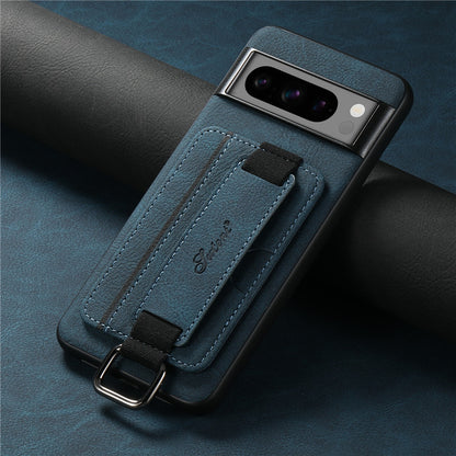 EUCAGR Luxury Leather Wallet Case with Wrist Strap for Google Pixel