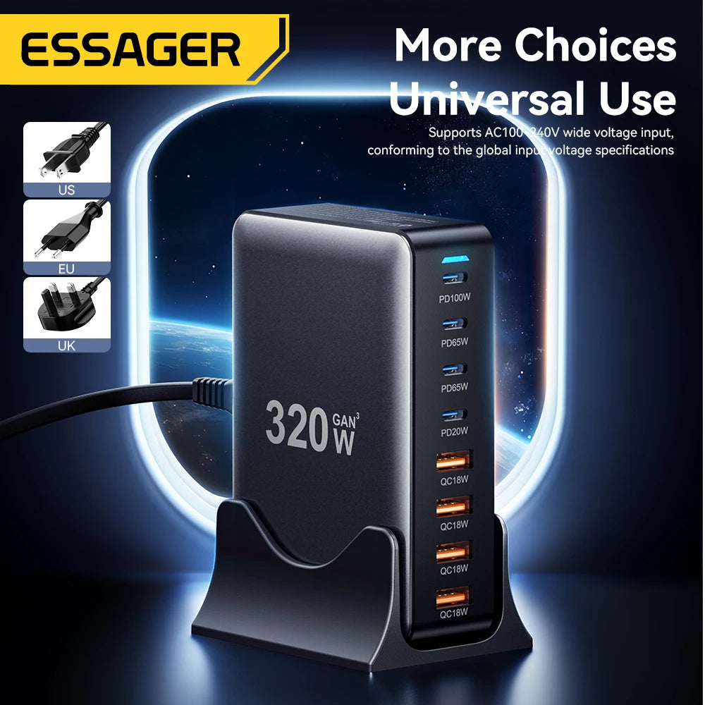 Essager 320W 8-Port GaN Charger