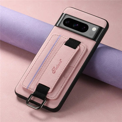 EUCAGR Luxury Leather Wallet Case with Wrist Strap for Google Pixel