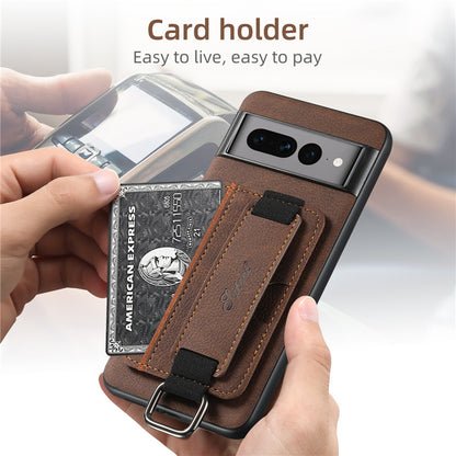 EUCAGR Luxury Leather Wallet Case with Wrist Strap for Google Pixel