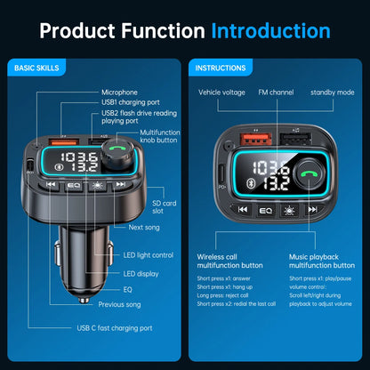 Bluetooth 5.3 Car Charger & FM Transmitter