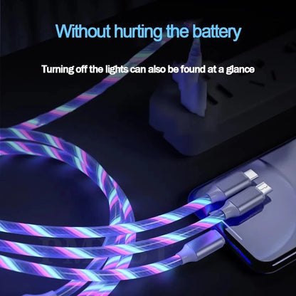 3 in 1 LED Light Glowing Charging Cable 3A Micro USB C Type C