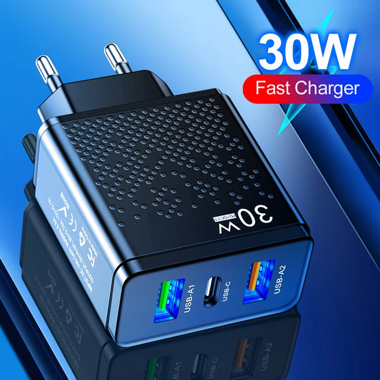 30W 3-Port USB-C Charger
