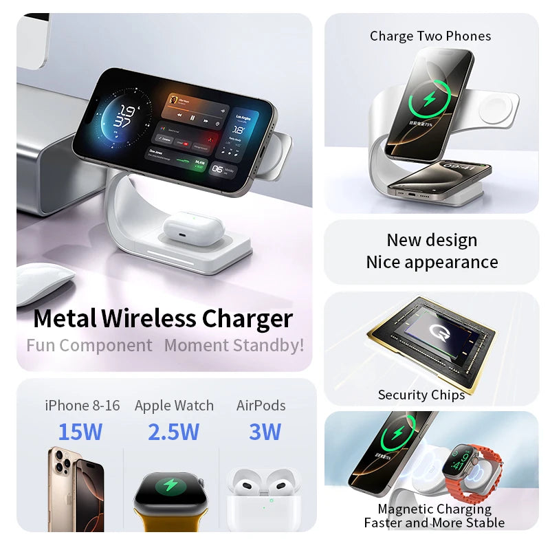 Luxury Metal 4-in-1 Wireless Charging Station