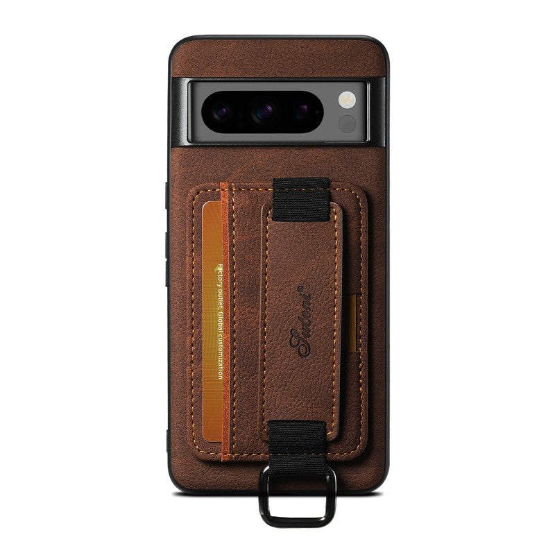EUCAGR Luxury Leather Wallet Case with Wrist Strap for Google Pixel