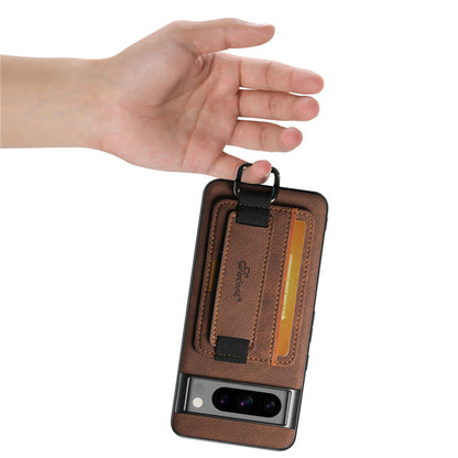 EUCAGR Luxury Leather Wallet Case with Wrist Strap for Google Pixel