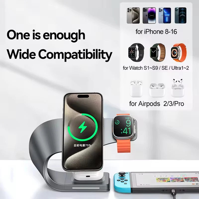 Luxury Metal 4-in-1 Wireless Charging Station