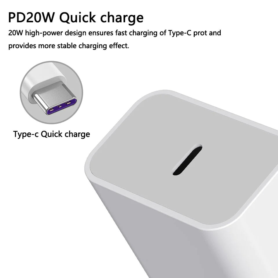 20W USB C Super Fast Charger PD To Type C Cable For iPhone 15 iPad Plus Pro Max PhoneFiestas