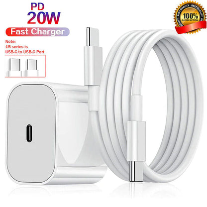 20W USB C Super Fast Charger PD To Type C Cable For iPhone 15 iPad Plus Pro Max PhoneFiestas
