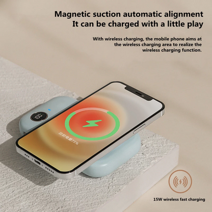 Magnetic Power Bank With Dual-Line Mini Powerbank Portable Charger Teal Simba