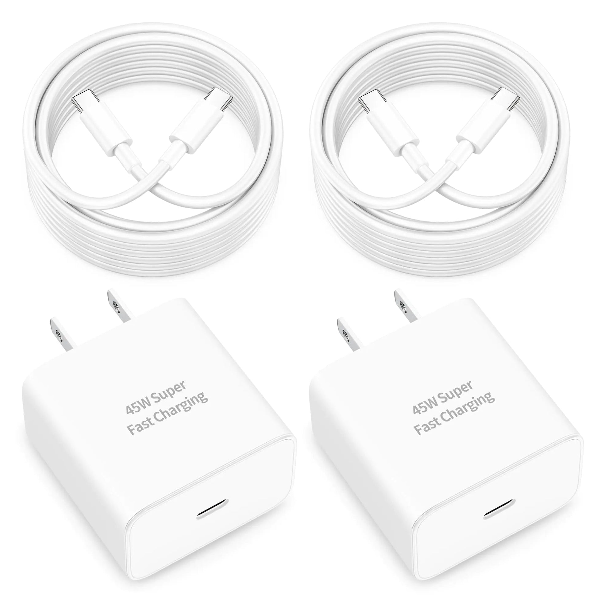 WODENTA 45W USB C Fast Charger for Google Pixel 9/9 Pro/9 Pro XL/9 Pro Fold 2Pack 45 Watt Super Fast Charging USB C Wall Charger Block with [6FT+10FT] Long USB C to C Cable for Pixel Phone Charger PhoneFiestas