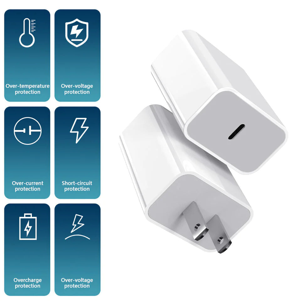 20W USB C Super Fast Charger PD To Type C Cable For iPhone 15 iPad Plus Pro Max PhoneFiestas