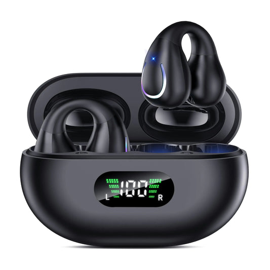 Open Ear Clip Wireless Earbuds Bluetooth 5.3 Sports Earphones Built-in Microphone with Earhooks Wireless Ear Buds Waterproof Fitness Headphones for Sports PhoneFiestas