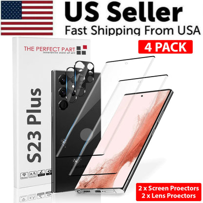 Tempered Glass Screen Protector Lens Hydrogel For Samsung S23 S22 Ultra Plus USA PhoneFiestas