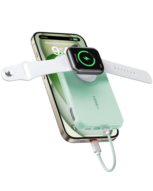VEGER Portable Charger with Built in Cable(Removable), 10000mAh Mini Power Bank Battery Pack, PD 20W Fast Charger Travel Accessory Compatible with iPhone 15/14/13 Pro Max, Sumsang, Apple Watch-Black PhoneFiestas