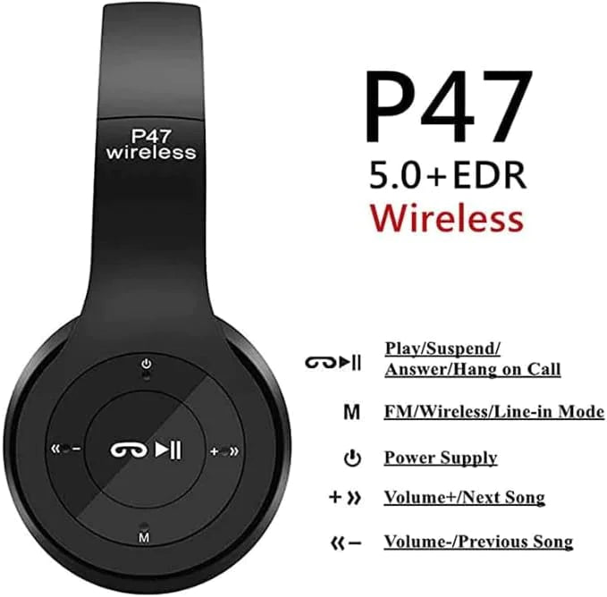 Wireless Bluetooth 5.0 Headphones Headset Over-Ear FM Radio MIC Foldable TF Card PhoneFiestas
